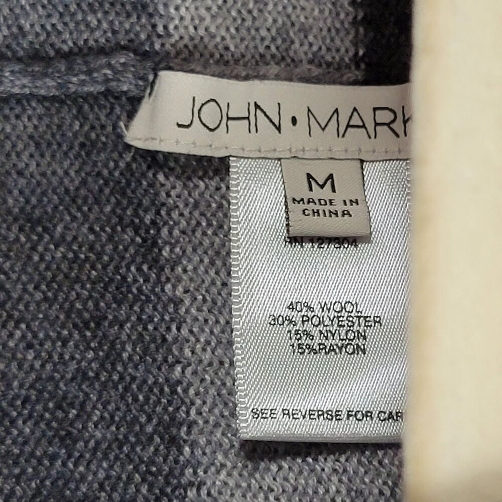 JOHN MARK Gray Striped Wool Waterfall Sleeveless Cardigan Vest SIZE MEDIUM - Picture 4 of 8